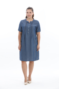 Платье женское с коротким рукавом Regular Fit из ликосела, с вырезом C, артикул 2614KK105055, цвет голубой - 10.