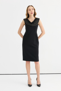 Платье с открытым воротом для женщин 25YSL7644 черное - 10