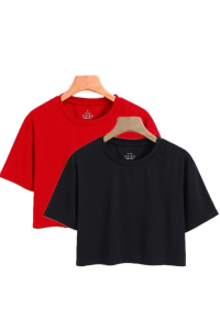 DAXİS Sportwear Company 2'li Crop Oversize Tshirt