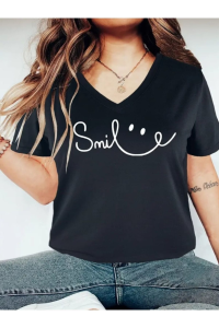 mercoledi KADIN  Siyah Baskılı Oversize T-shirt Salaş