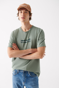 синяя Regular Fit / Normal Kesim Fit с круглым вырезом с коротким рукавом мужская футболка M0610943 80692 хаки - 20