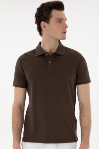 Pierre Cardin Slim Fit с коротким рукавом мужская футболка 2131539 коричневая - 20