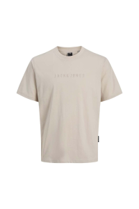 Jack&Jones с круглым вырезом Relaxed Fit с коротким рукавом мужская футболка 12273070 MOONBEAM2 бежевая - 20