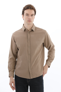 Crew Up regular fit рубашечный воротник на пуговицах с длинным рукавом мужская рубашка 2617104004 Açık коричневая - 21