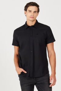 Wrangler regular fit рубашечный воротник с коротким рукавом мужская рубашка W5J7LO100 черная - 21