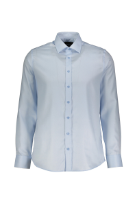 Finesuits slim fit с длинным рукавом однотонная воротник мужская non iron с принтом хлопковая рубашка 2512103110 NONS светло-синяя - 21