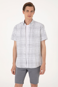 Pierre Cardin regular fit с коротким рукавом мужская рубашка 2140855 серая - 21