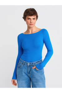 Dilvin 31332 Kayık Yaka Uzun Kollu Top-Saks