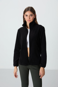 Черная толстовка с воротником-стойкой и молнией для комфортного прилегания - 97173