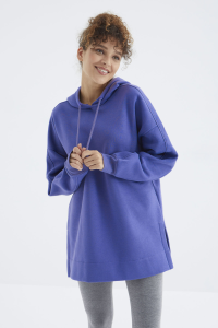 Эфлатун Реглан Кол Бейсик Капюшон Oversize Свитшот Туника - 97242