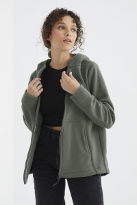 Женский флисовый свитшот с капюшоном и молнией - 97233