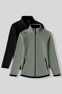 Удобный прямой воротник, 2 штуки в упаковке, черный-эвкалиптовый, женский флисовый свитшот - 97173