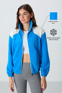 Сакса толстая мягкая текстурированная с воротником-стойкой оверсайз женская толстовка с вышивкой - 97293