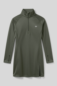 Хаки полупрозрачная водолазка стандартной формы для женщин - 9730.