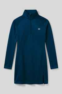 Индиго полузастежка с воротником-стойка стандартного кроя женская спортивная туника - 9730