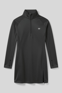 Антрацитовая спортивная туника с полуугольной молнией и стойкой, стандартного кроя для женщин - 9730.