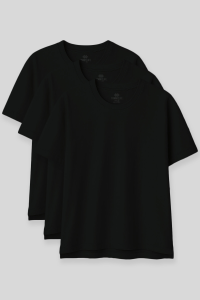Купить по размеру Oversize базовая футболка с круглым вырезом в черном цвете, упаковка из 3 штук, для женщин, артикул 97285.