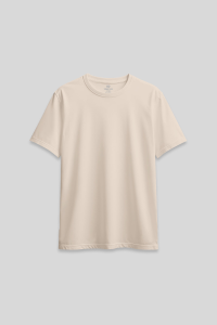 Бежевая футболка с о-образным вырезом стандартной посадки для женщин - 97311