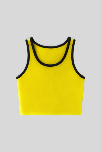 Желтая базовая майка-кроп с U-образным вырезом и узким силуэтом без рукавов для женщин - 97162