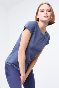 Петроловая футболка с манжетами и стандартным кроем, с круглым вырезом для женщин - 97101.