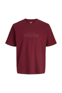 Jack&Jones Regular Fit с круглым вырезом с коротким рукавом мужская футболка 12290315 CABERNET бордовая - 20