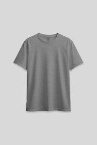 Серая меланжевая футболка с круглым вырезом стандартной посадки для женщин - 97311