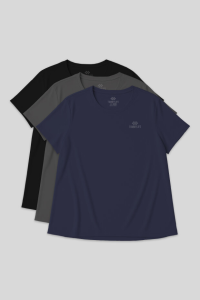 Расслабленная форма 3-мерный пакет черный-индийский-серый большой размер женская футболка - 973