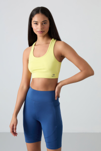 Женский спортивный бюстгальтер с узким кроем и U-образным вырезом, с лимонным задним дизайном - 971200.