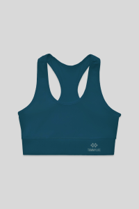 Изумрудный бюстгальтер женский спортивный с деталями на спинке и узким кроем - 971200