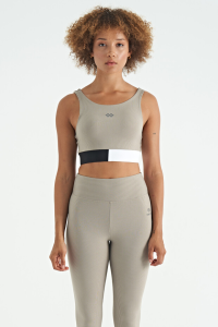 Оливковый зеленый бюстгальтер с логотипом и узкими бретелями - 972750