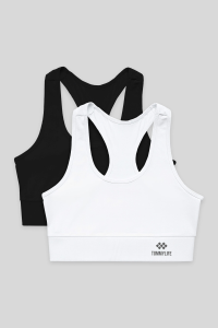 Упаковка из двух черно-белых женских спортивных бюстье Slim Fit с U-образным вырезом - 971200.