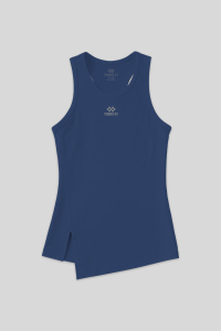 Индиго с разрезами детализированный округлый воротник безрукавка стандартной посадки женский спортивный топ - 972561