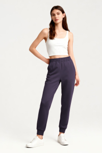 Фиолетовые джоггеры с высокой талией, удобные, с манжетами, женские спортивные брюки - 94561.