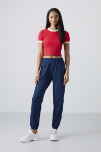 Индиго с карманами высокую поясом комфортные спортивные штаны для женщин - 94583