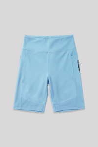 Ярко-голубые эластичные стандартные облегающие женские байкерские леггинсы - 91012.