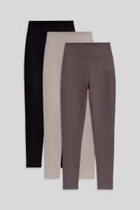 Слим Фит 3 в 1 Пакет Темно-бежевые-Коричневые-Черные Женские Леггинсы - 94011