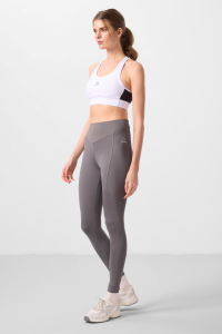 Темно-серые стандартные обтягивающие эластичные спортивные леггинсы для женщин - 94666