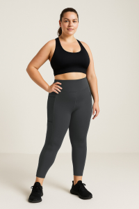 Антрацитовые эластичные стандартные брюки для женщин больших размеров - 94652