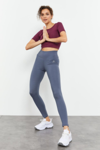 Петролевые леггинсы с высокой талией и подтягивающим эффектом, slim fit, с узкими штанинами для женщин - 94011.