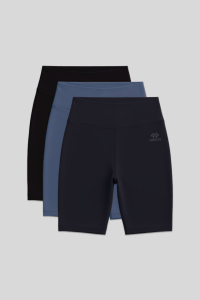 Slim Fit 3-х упаковка черные-антрацитовые-петроловые женские короткие байкерские леггинсы - 91007