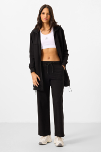 Черный спортивный комплект с туникой и молнией, с высоким воротником, из хлопка для женщин - 953462