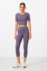 Эфлатун высоко посадка капри-кроп футболка с узким кроем для женщин леггинсы комплект - 952853