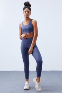 Петрол Высокая Талия Упругие Углубления Спиной Слим Фит Бюстье Женские Леггинсы Набор - 952813