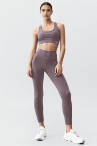 Розовый высокопоясный утягивающий комплект леггинсов с перекрестной спиной для женщин - 952833