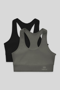 Упаковка из 2 черных и мятных спортивных бюстье с Slim Fit и U-образным вырезом для женщин - 971204.