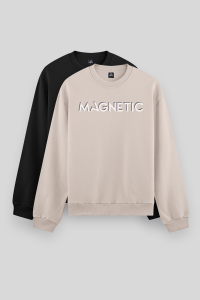 Комфортный свитшот с круглым вырезом в черно-карамельном цвете для мужчин, упаковка из 2 штук - 88020.