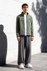 Свежий свитшот для мужчин с воротником-стойкой и молнией, украшенный вышивкой, стандартного кроя. Артикул - 87992.