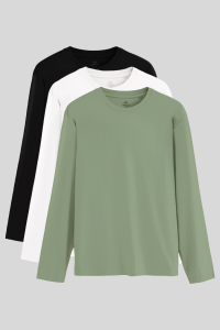 Стандартная посадка, базовая футболка с круглым вырезом, 3 шт. в упаковке, черная-белая-кактус, мужская футболка 87997.