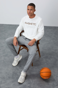 Свет sweatshirt для мужчин с круглым вырезом и вышивкой на эком цвете - 88020.