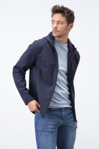 Темно-синий куртка на молнии с капюшоном, водо- и ветронепроницаемая, мужская софтшелл - 88051